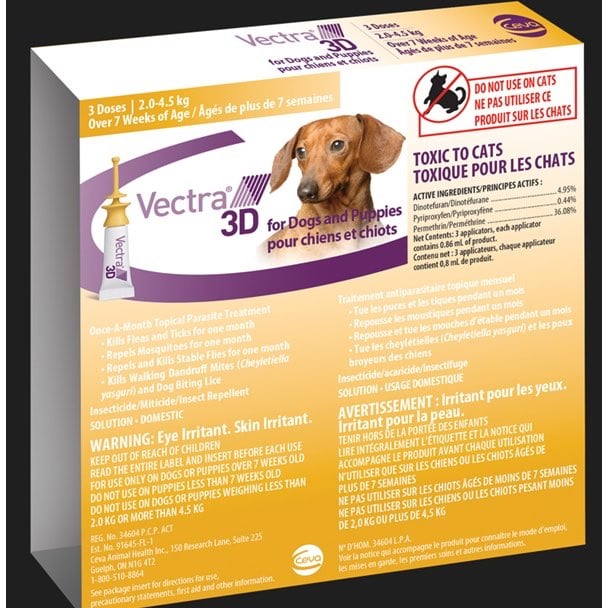 Vectra 3d for Dogs and Puppies Solution - 2-4.5 kg (Yellow) - product image 1