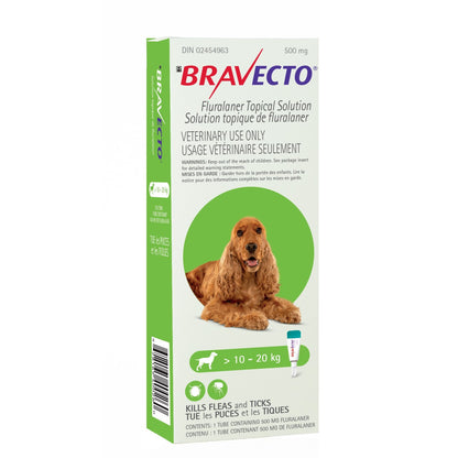 Bravecto Topical Solution for Dogs, 10.1 - 20 kg (Green), 1 Applicator - product image 2