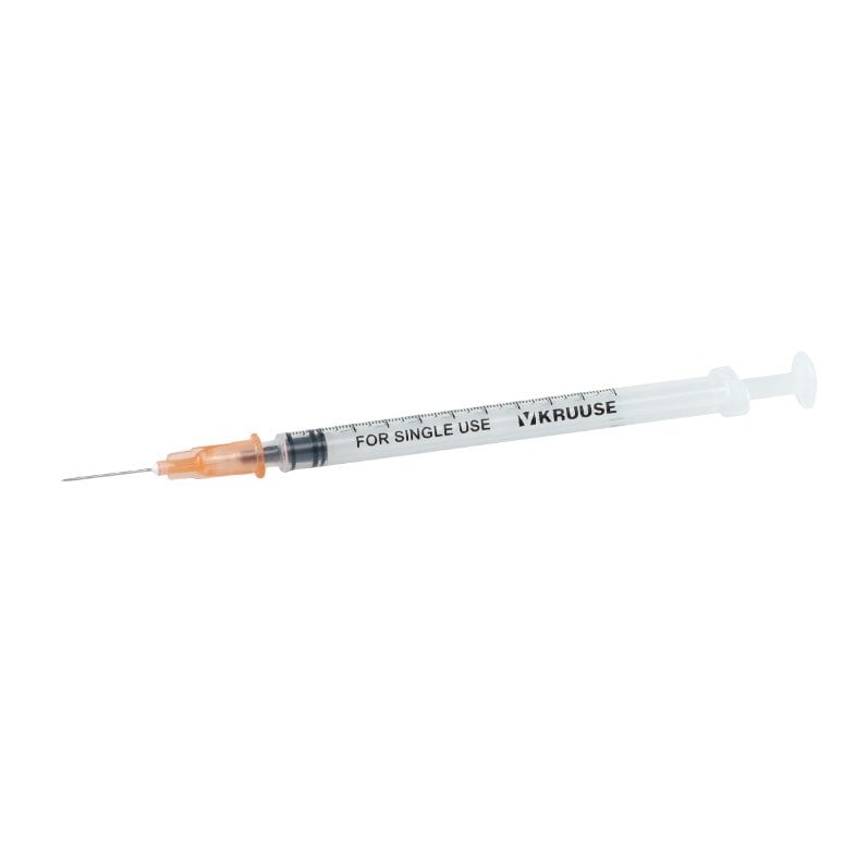 Disposable 1 mL Syringe with LS Needle Pack of 100 Syringes 25 g x 5 / 8 in