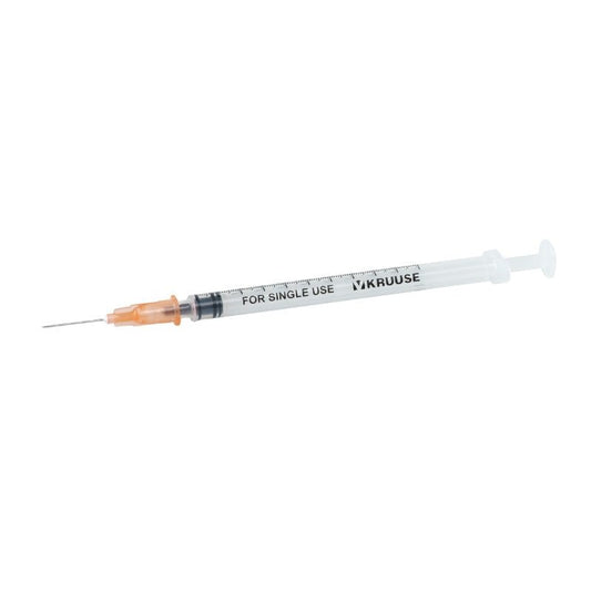 Disposable 1 mL Syringe with LS Needle Pack of 100 Syringes 25 g x 5 / 8 in
