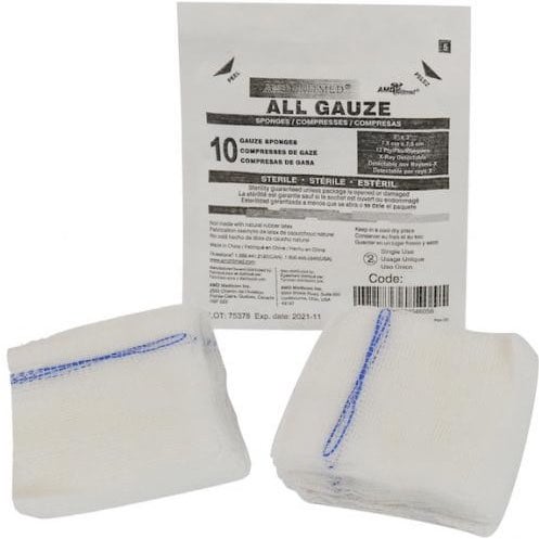 Gauze Sponge Non Woven Sterile 16 Ply (X - Ray) Pack of 10 Sponges 4 in x 4 in