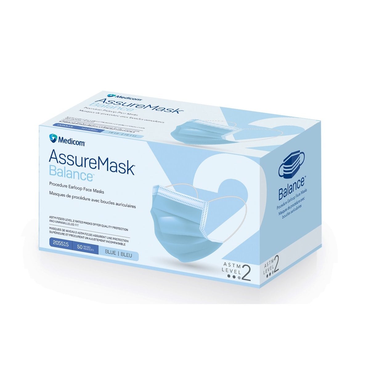 Procedure Face Mask AssureMask Balance with Earloops Level 2 for Farm Animals (Blue) Pack of 50