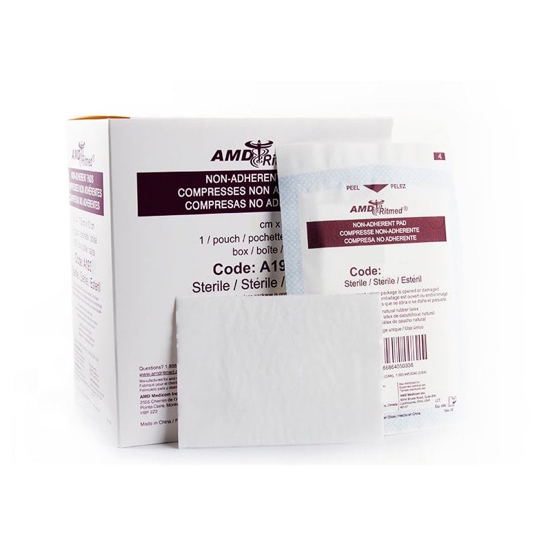 Dressing Pad Non - Adherent Sterile Pack of 50 Sponges 8 in x 3 in