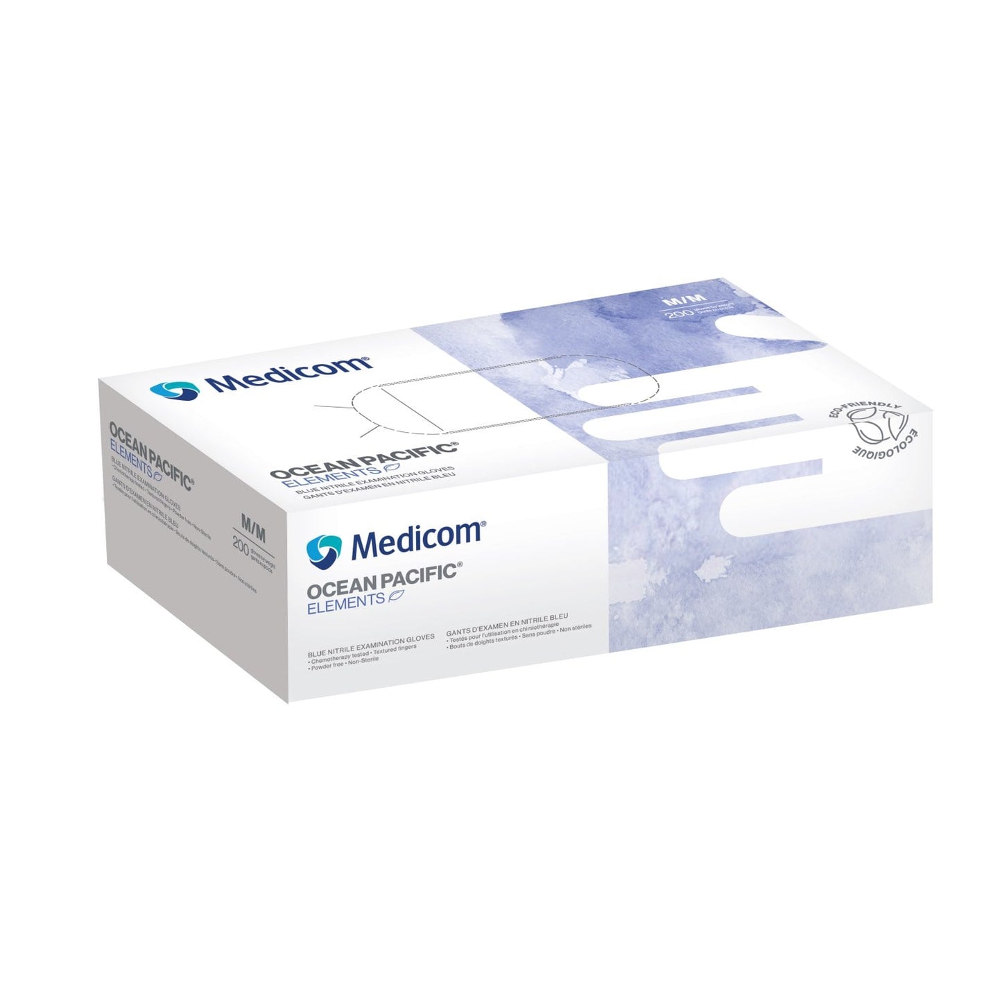 Glove Exam Nitrile Ocean Pacific Element Non Sterile Powder Free Biodegradable (Blue) Box of 200 Gloves