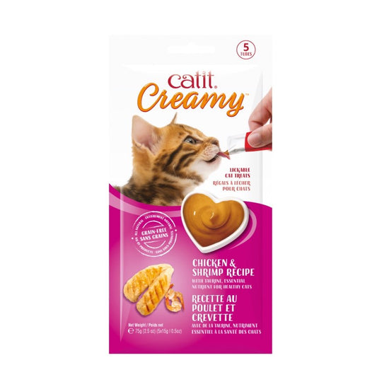 Creamy Lickable Cat Treats for Cats (Chicken and Shrimp) Pack of 5