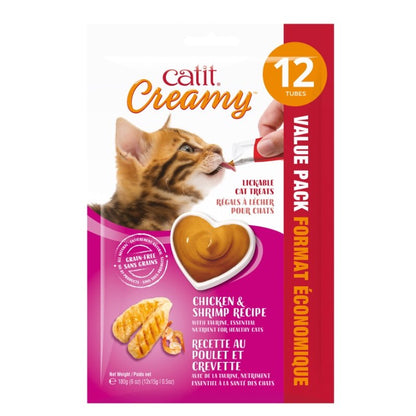 Creamy Lickable Cat Treats for Cats (Chicken and Shrimp) Pack of 12