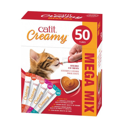 Creamy Lickable Cat Treats for Cats (Assorted Multipack) Pack of 50