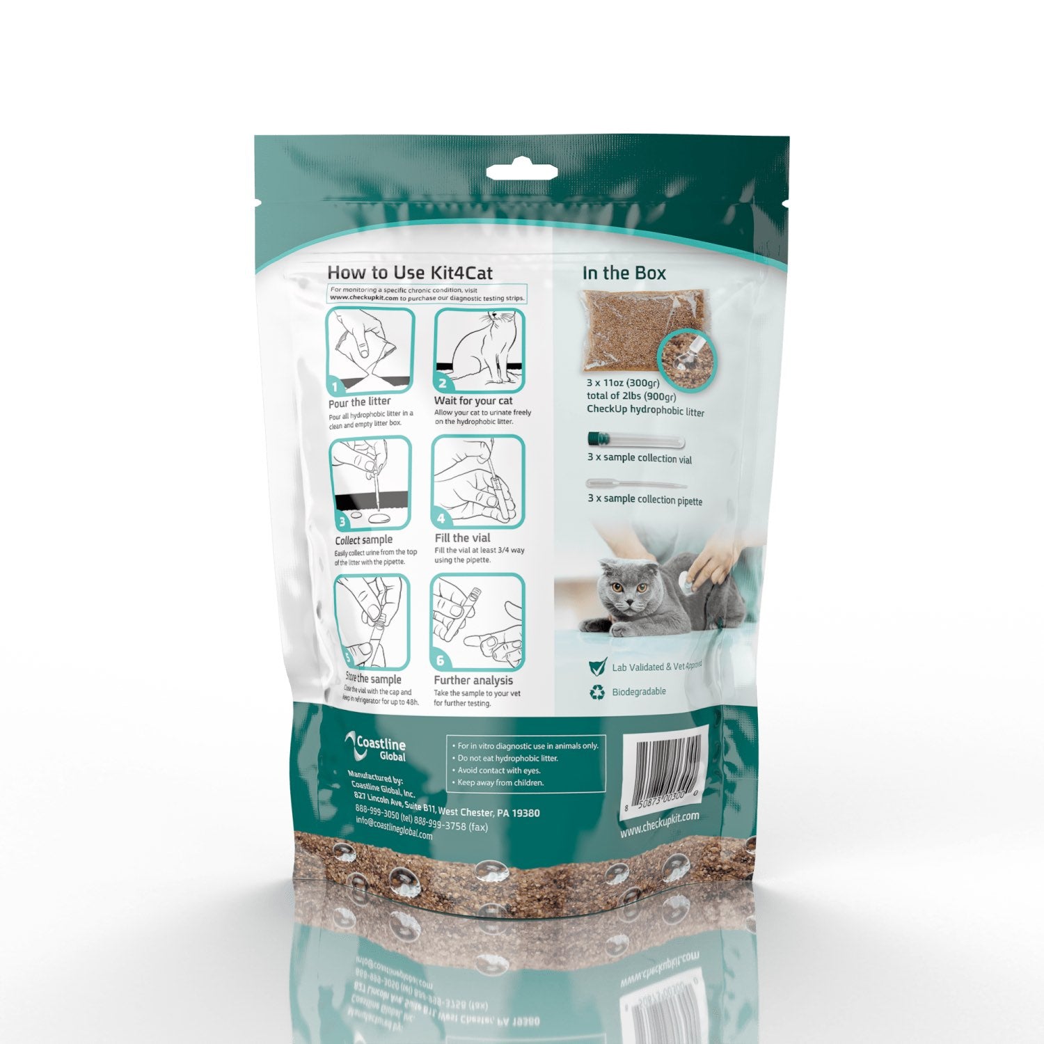 Kit4Cat Hydrophobic Litter for Cats 900 g Pack of 3 Pouchs - additional product view 2