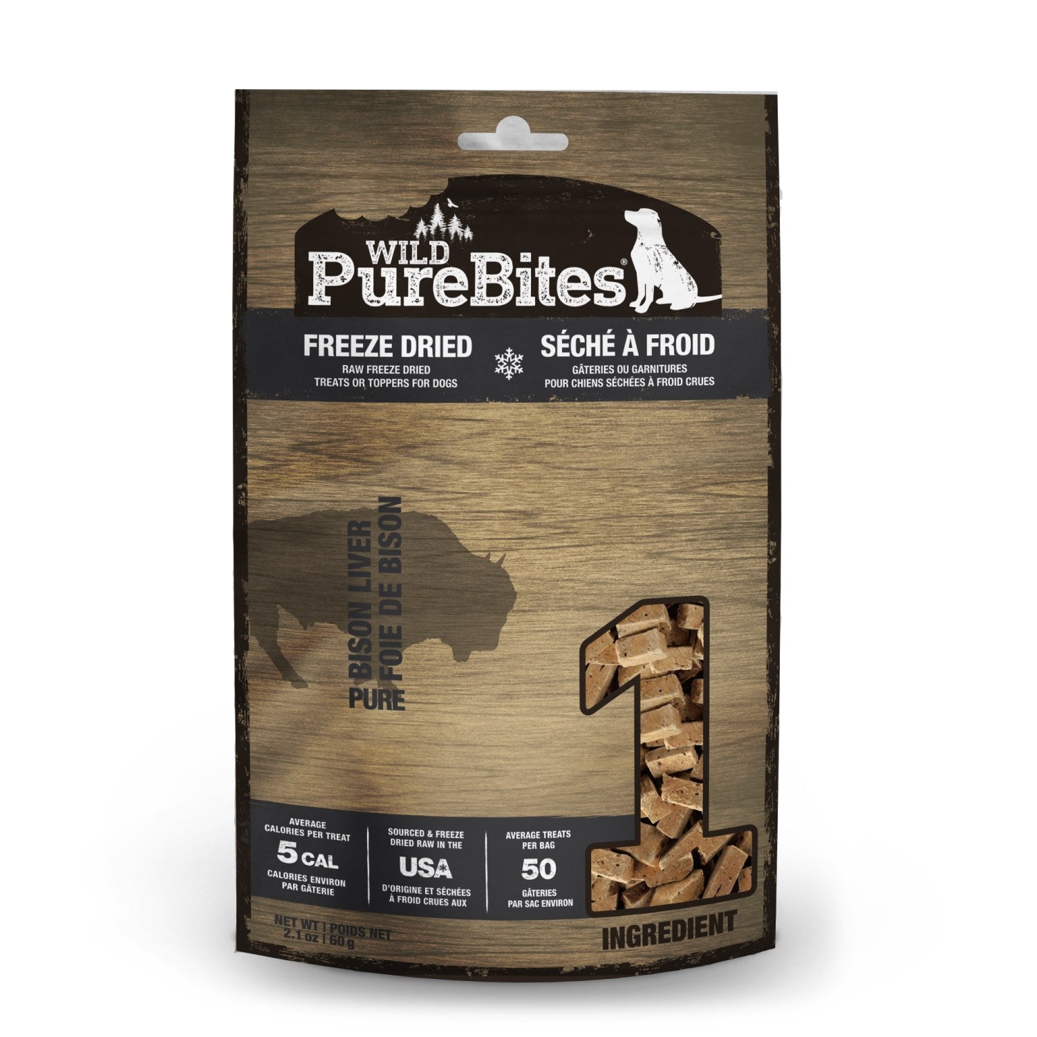 PureBites Wild for Dogs (Bison Liver) 60 g Bag