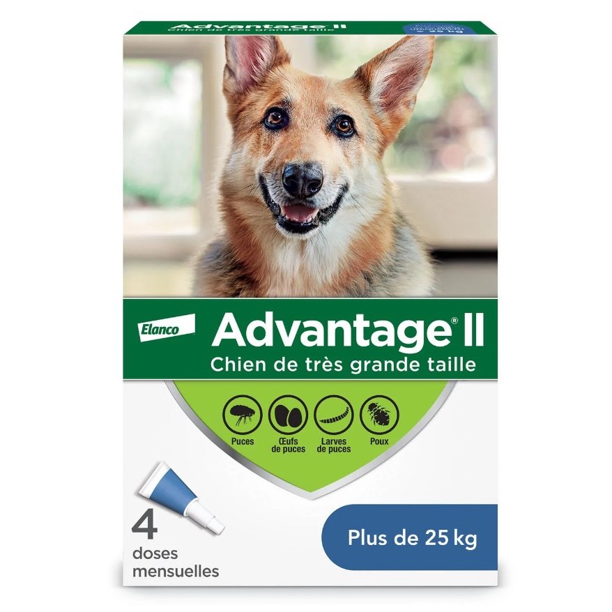 Advantage II for Dogs (Blue) (Over 25 kg) Pack of 4