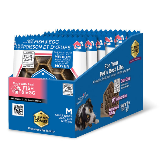 Yummy Combs Dental Treats for Medium Dogs (Trial Sizes) (Fish and Egg) 6 Trial Sizes