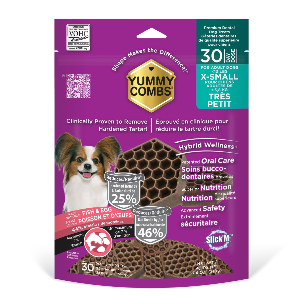 Yummy Combs Dental Treats for XS Dogs (Fish and Egg) 30 Doses