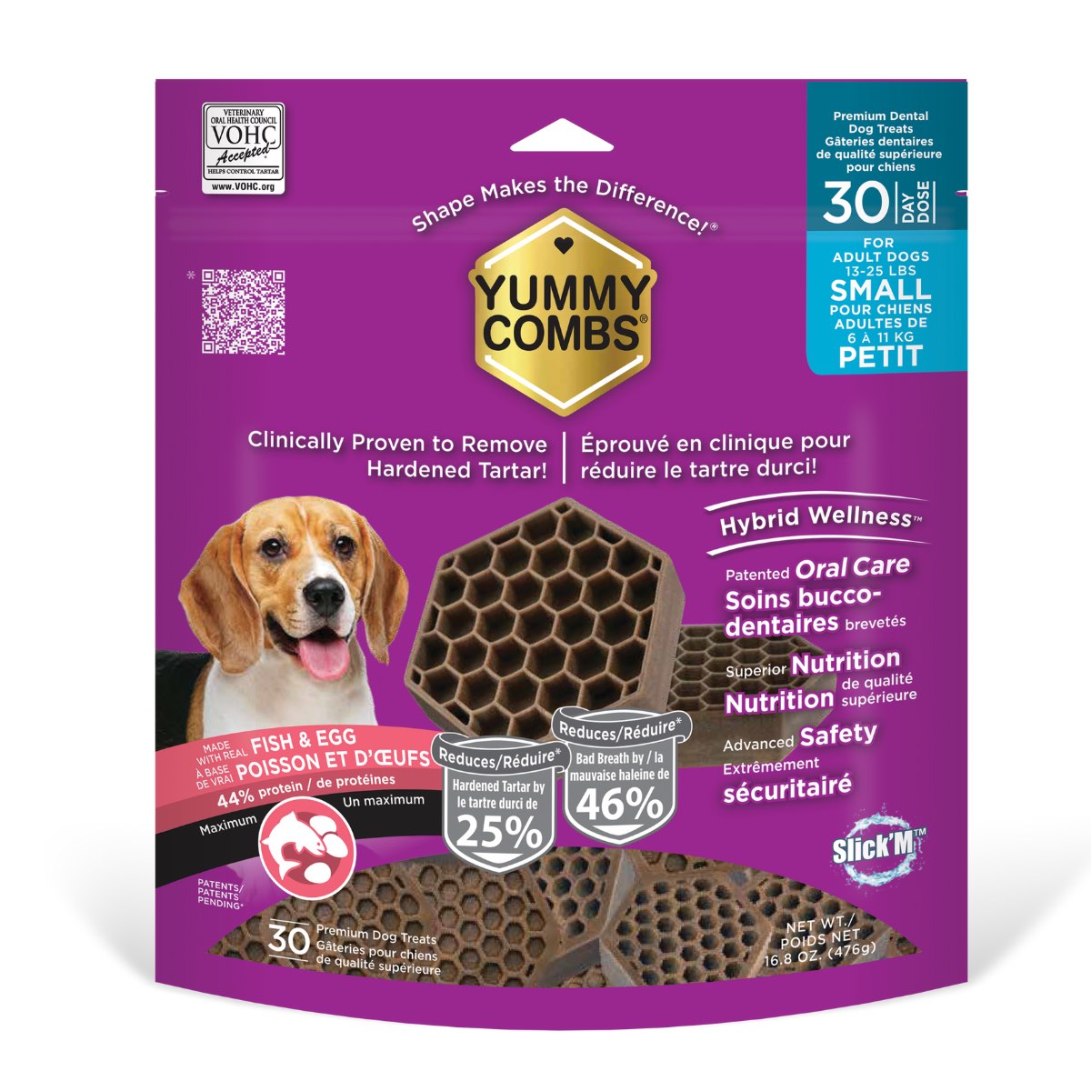 Yummy Combs Dental Treats for Small Dogs (Fish and Egg) 30 Doses