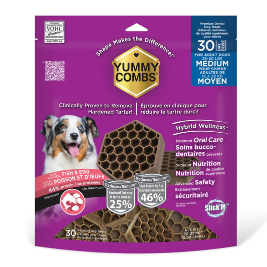 Yummy Combs Dental Treats for Medium Dogs (Fish and Egg) 30 Doses