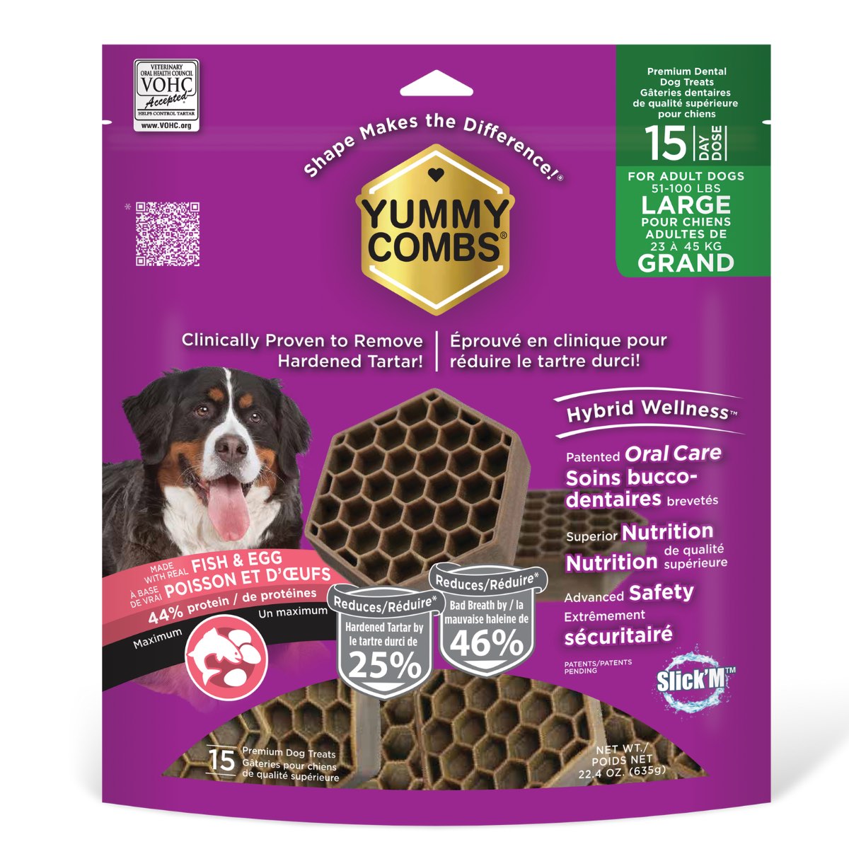 Yummy Combs Dental Treats for Large Dogs (Fish and Egg) 15 Doses
