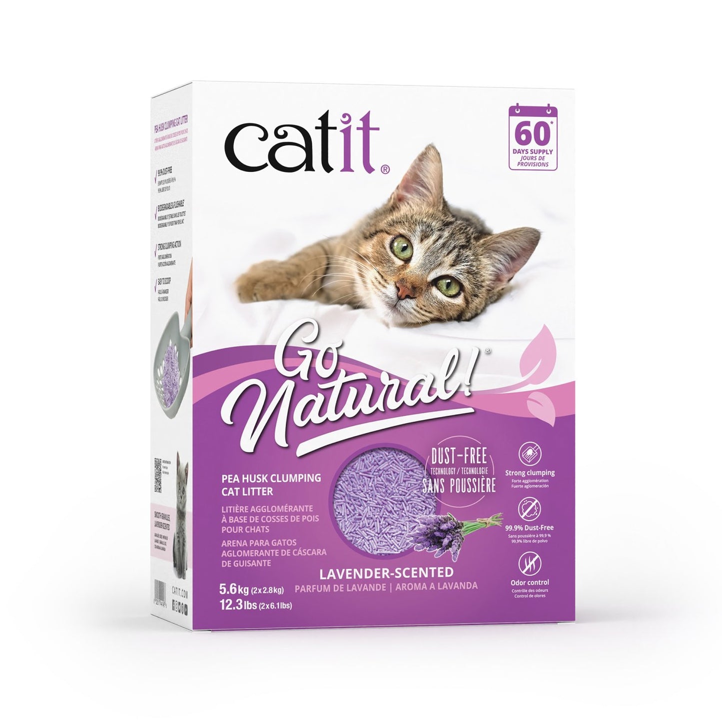 Clumping Litter Go Natural! Pea Husk Lavender for Cats 5.6 kg Box