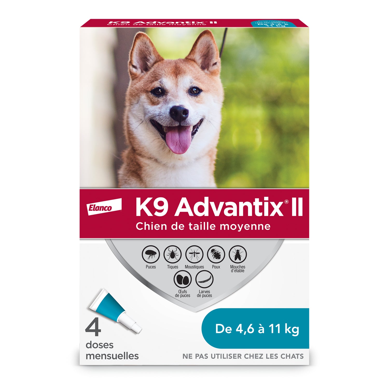 K9 Advantix II for Dogs (Aqua) (4.6 - 11 kg) Pack of 4, 1 mL