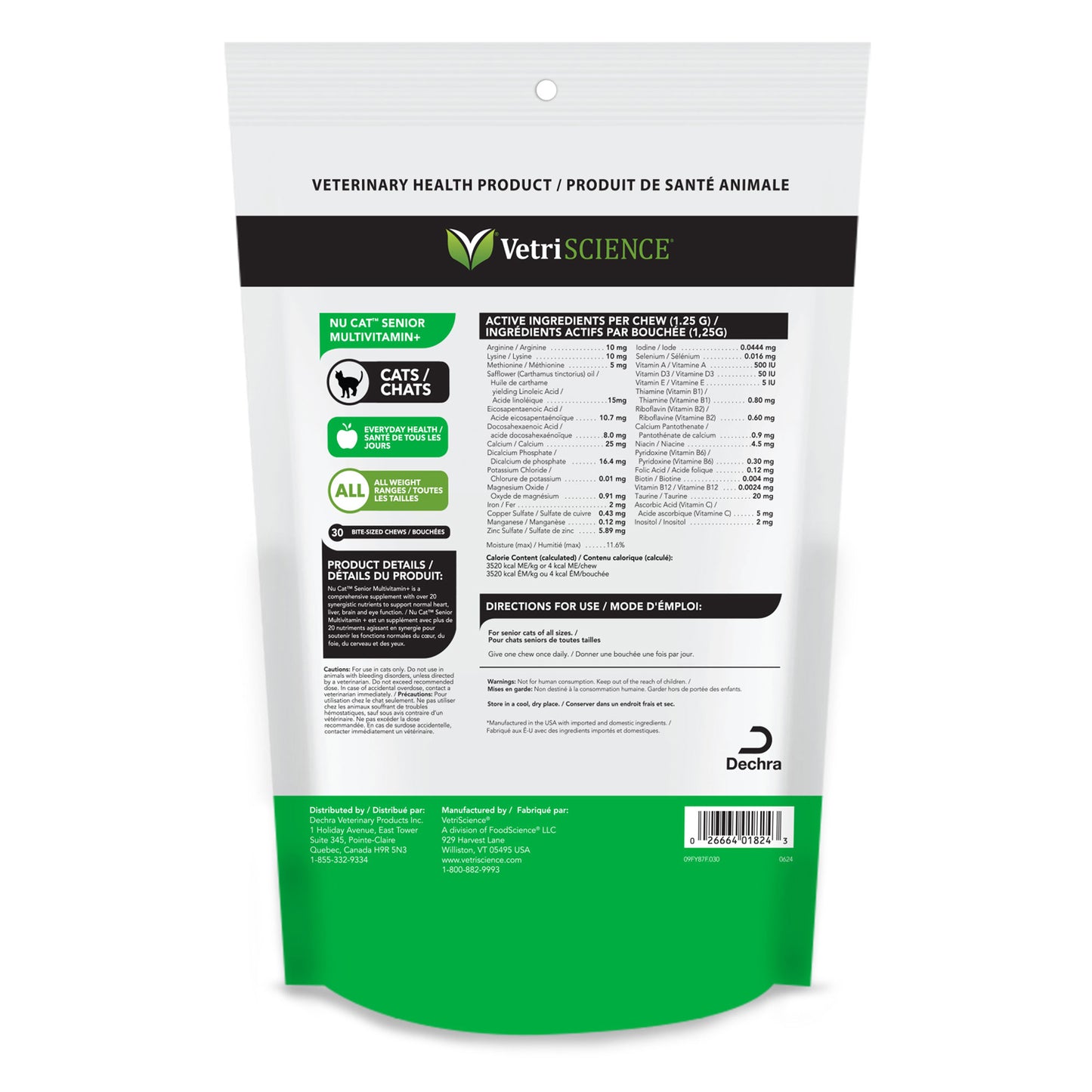 NU CAT Senior Multivitamin+ Chews for Cats (Original) 37.5 g Bag - additional product view 2