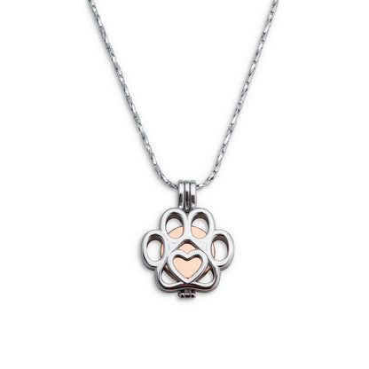 Cremation Pendant - Rose Gold Paw Print Cage 1 Unit