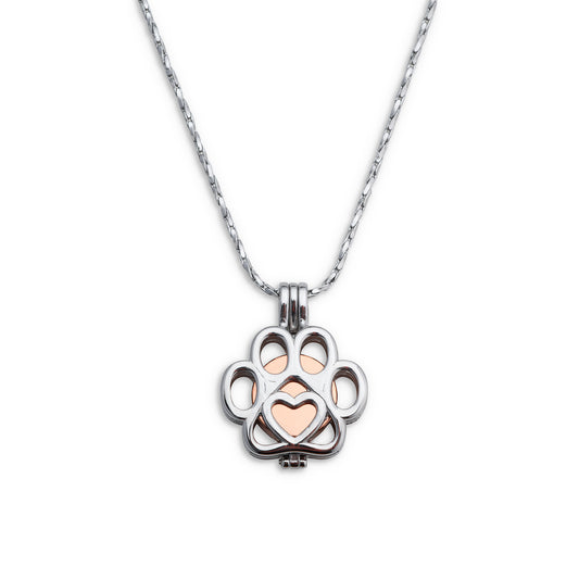 Cremation Pendant - Rose Gold Paw Print Cage 1 Unit