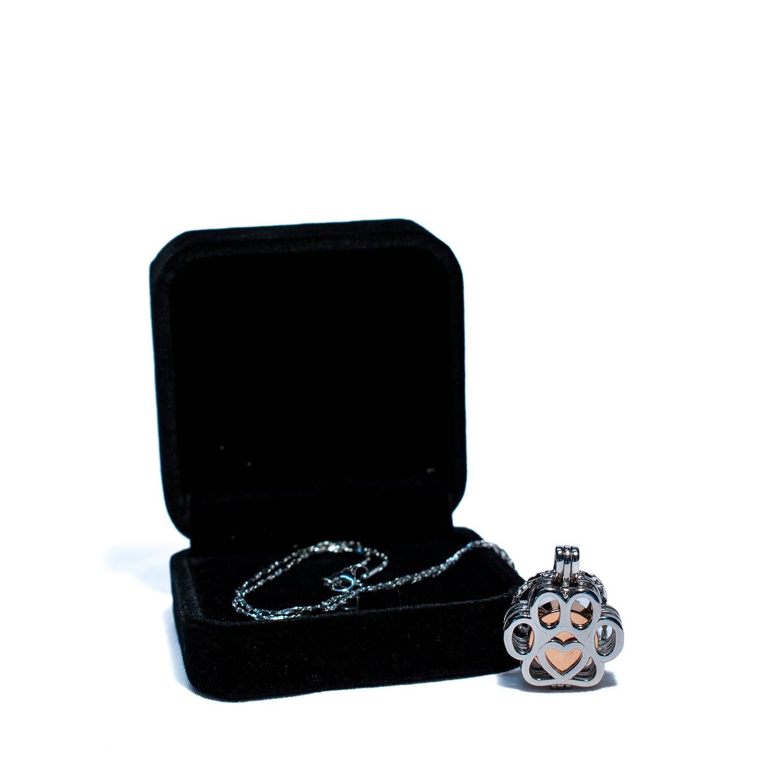 Cremation Pendant - Rose Gold Paw Print Cage 1 Unit - additional product view 4