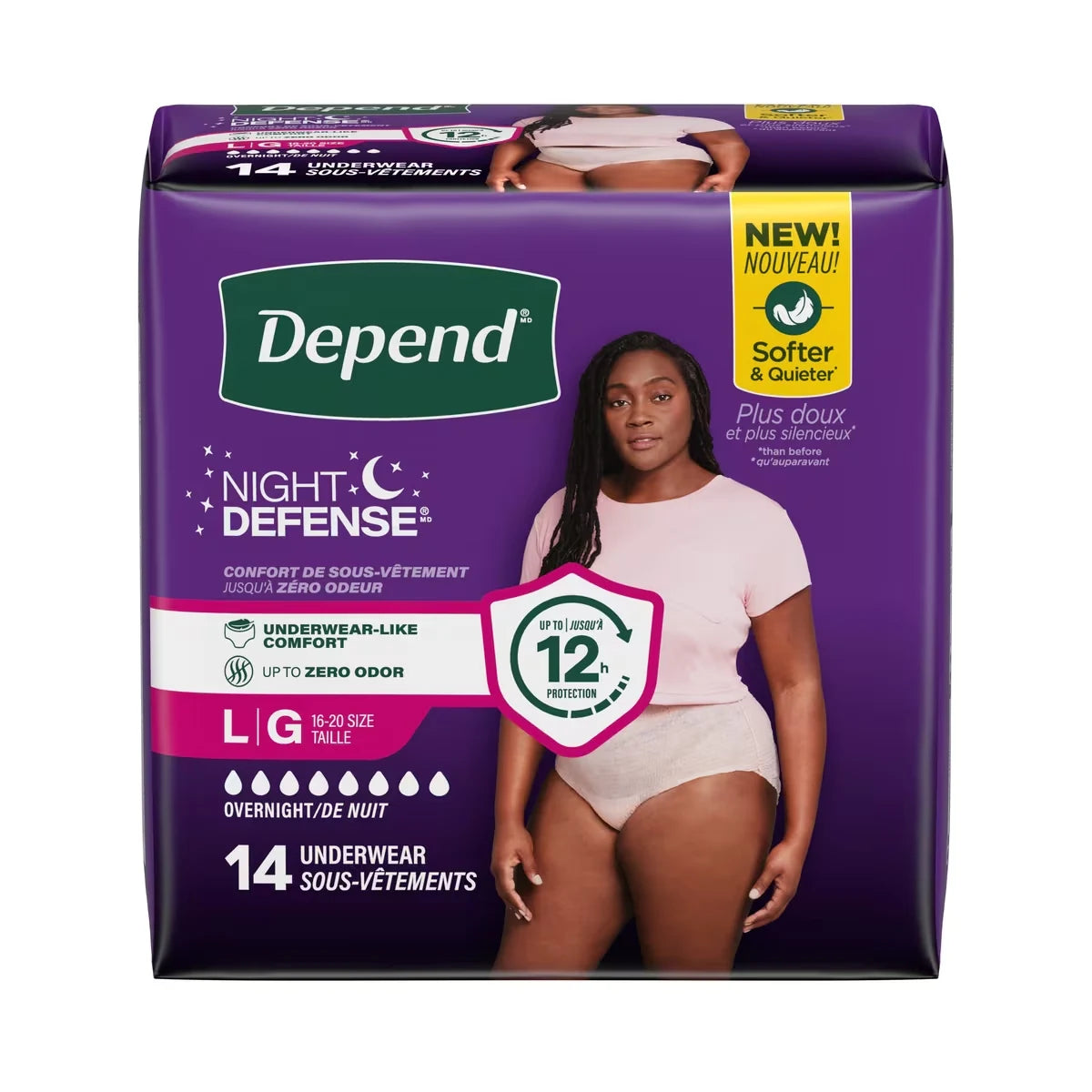 Depend Night Defense Incontinence Underwear for Women, Overnight, Large product detail