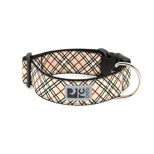Wide Clip Collar for Dogs 1 Collar, Tan Tartan, Medium