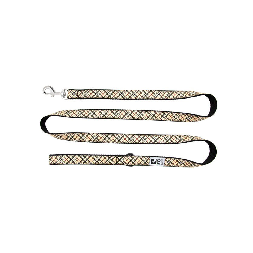 Patterned Leash for Dogs 6 Ft 1 in 1 Leash, Tan Tartan
