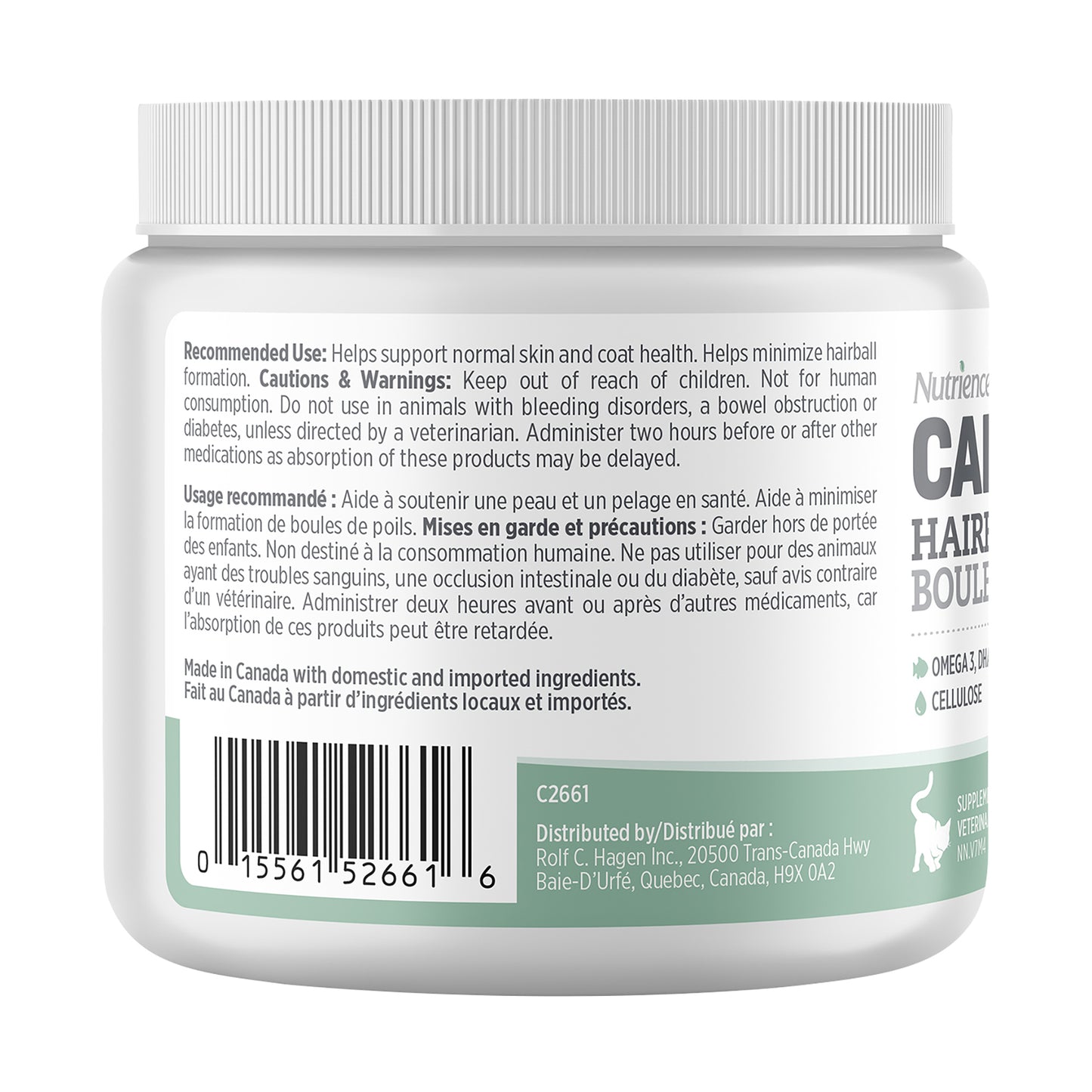 Nutrience Care Skin & Coat / Hairball+ Supplement for Cats (Fish) 180 g Jar - additional product view 2