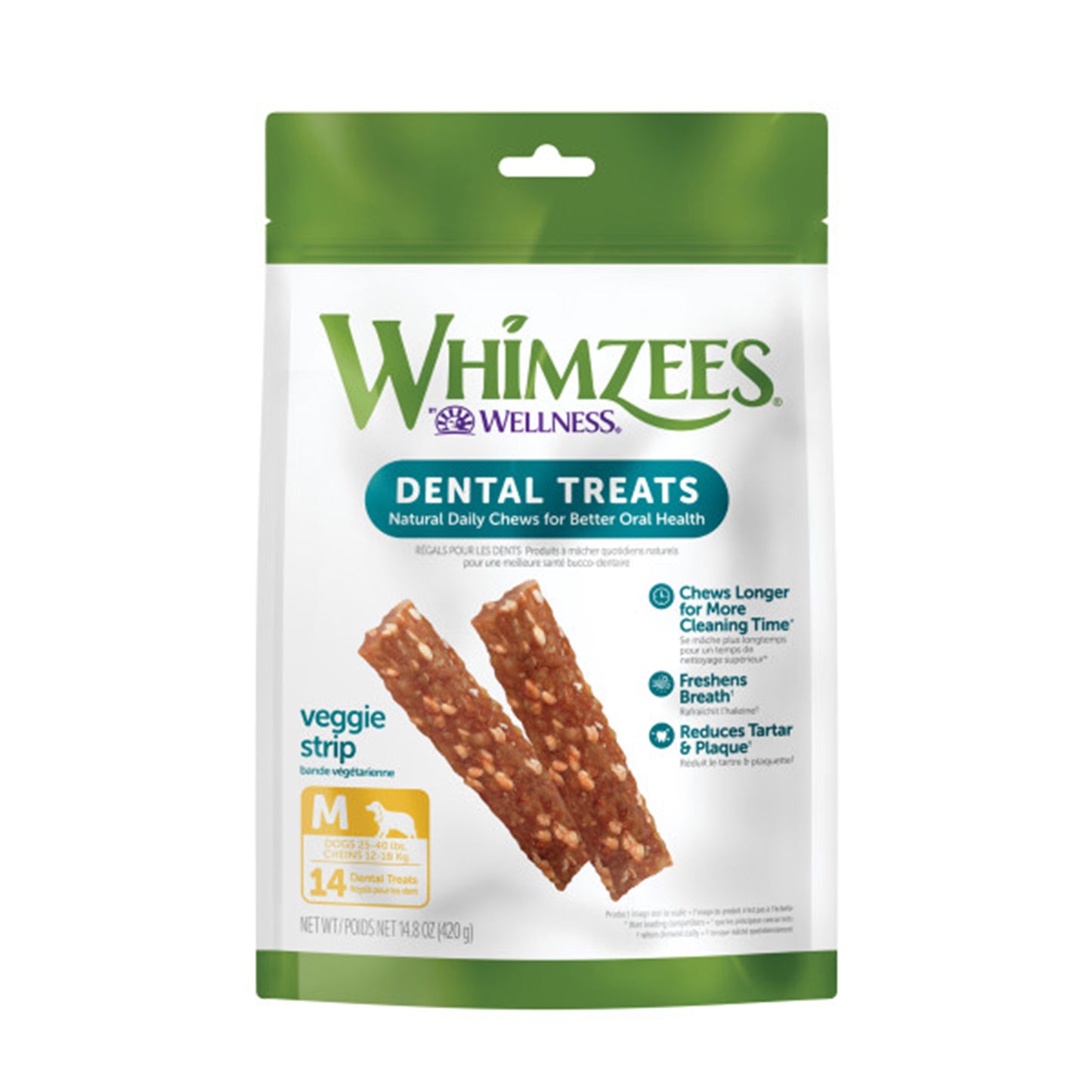 Whimzees Veggie Strip for Medium Dogs (Original) 14 Strips
