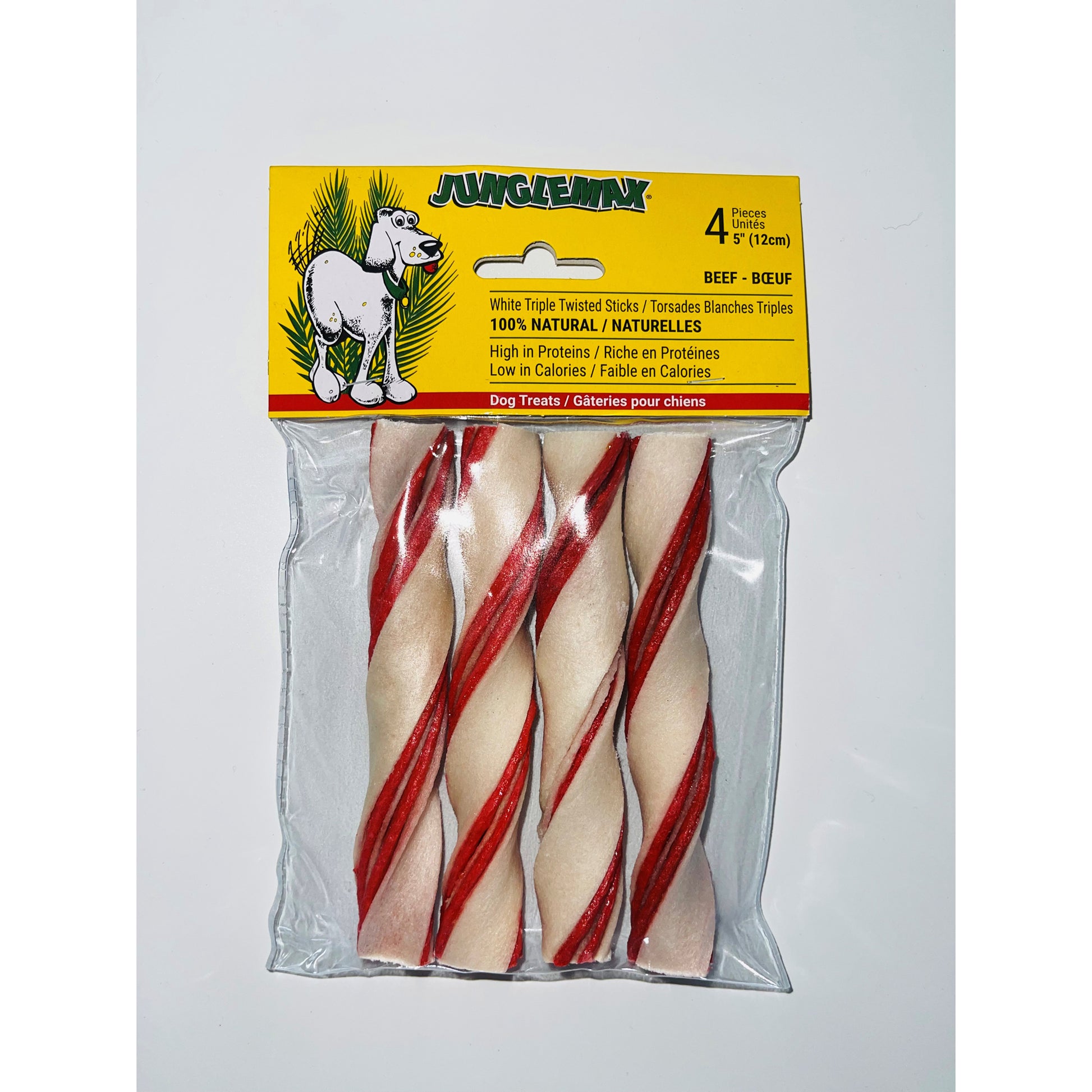 Treat White Triple Twisted Stick for Dogs (Beef) 4 x 12 cm