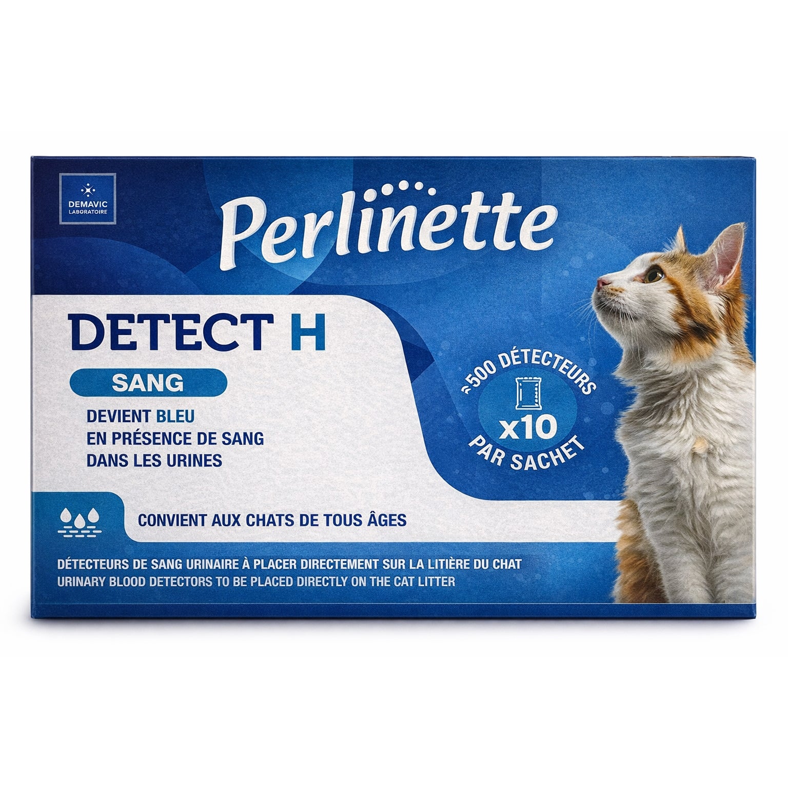 Detect H Urinary Blood Detectors Perlinette for Cats Pack of 10