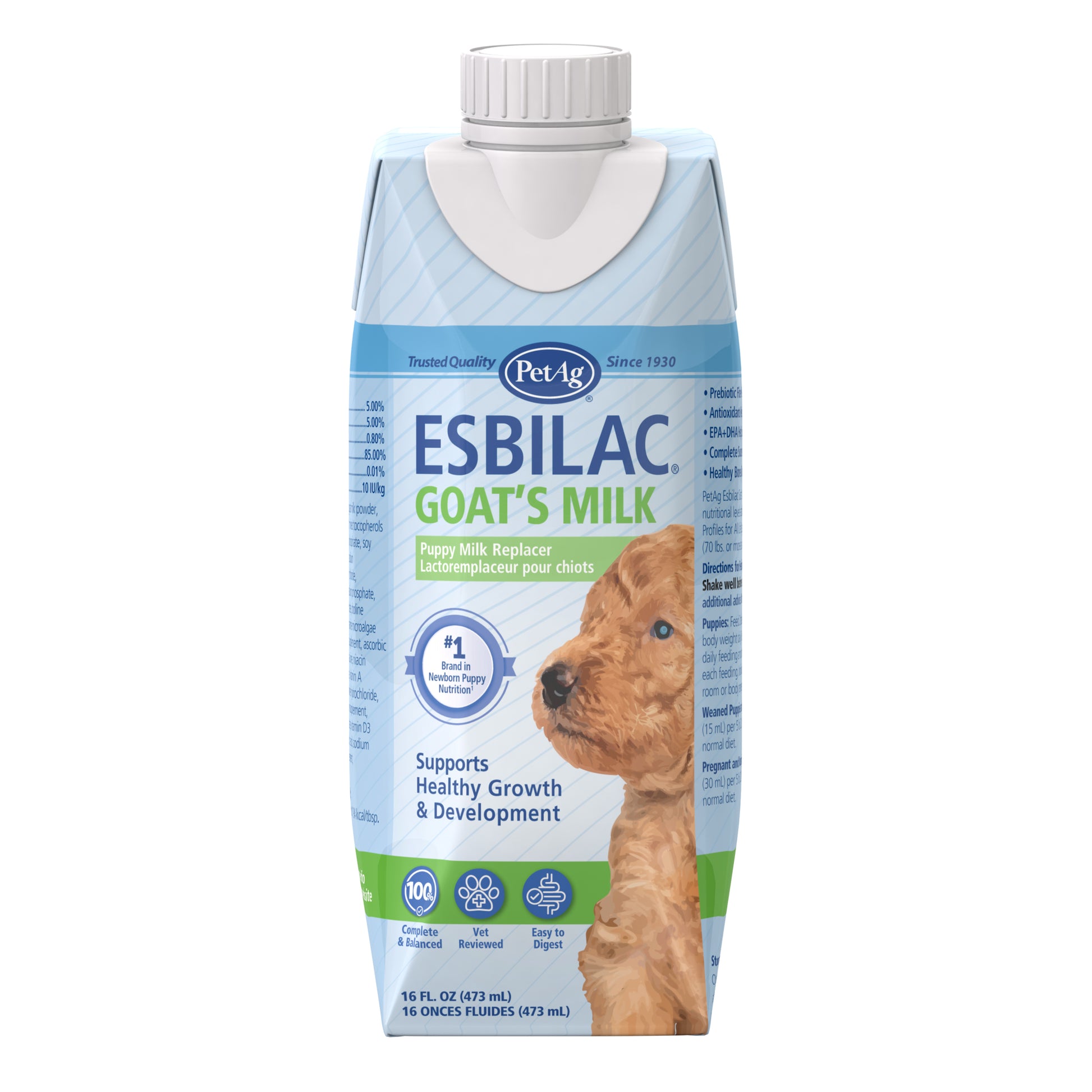 Esbilac goat's Milk Liquid for Puppies Tetra - Pack for Farm Animals Pack of 12, 473 mL