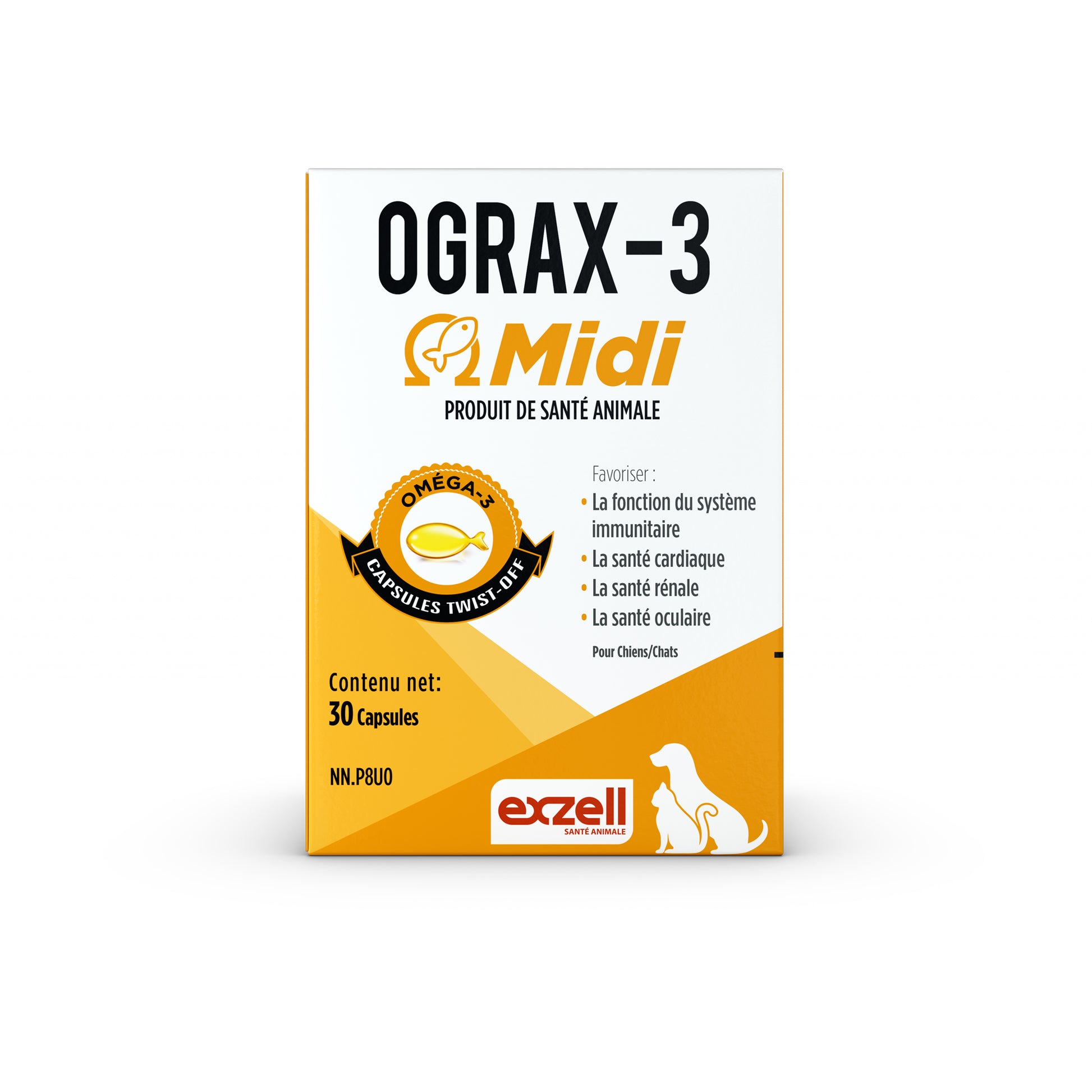 Ograx - 3 Midi Twist - Off Capsules for Cats and Dogs 30 Cap 900 mg