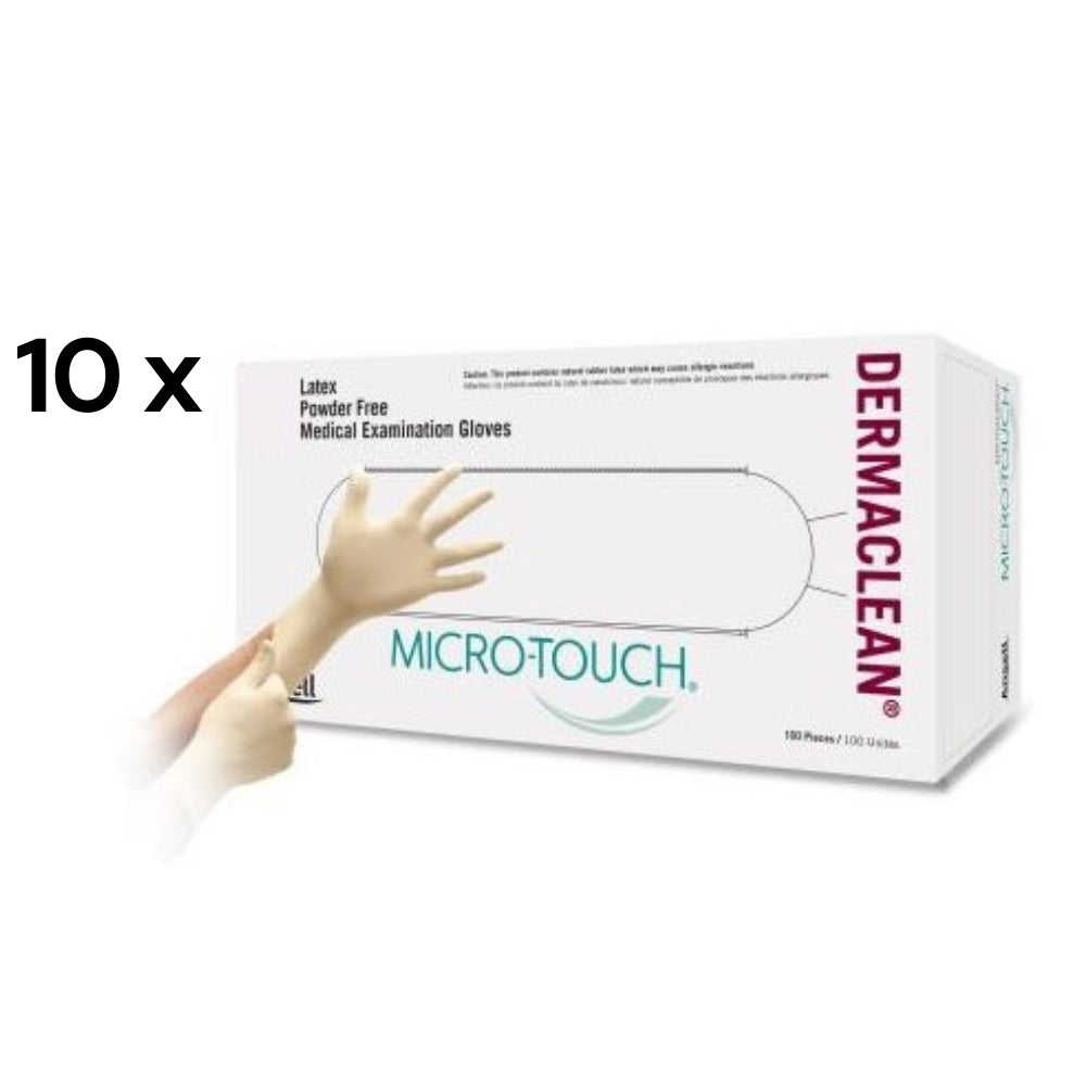 Micro - Touch DermaClean Latex Exam Gloves, Powder-Free, Non-Sterile (Box of 80)