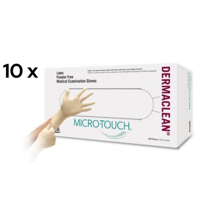 Micro - Touch DermaClean Latex Exam Gloves, Powder-Free, Non-Sterile (Box of 80)