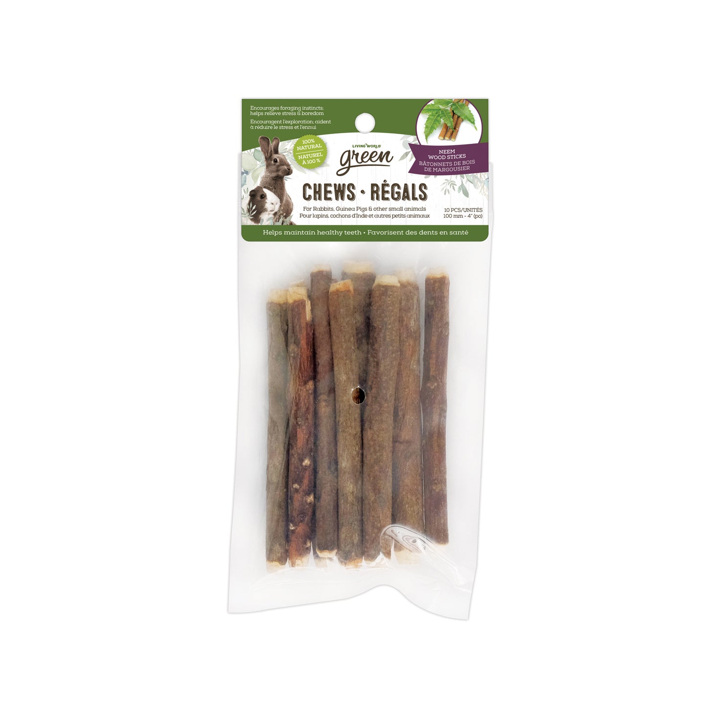 Wood Stick Chew for Small Animals (Neem) 10 cm Pack of 10 Sticks
