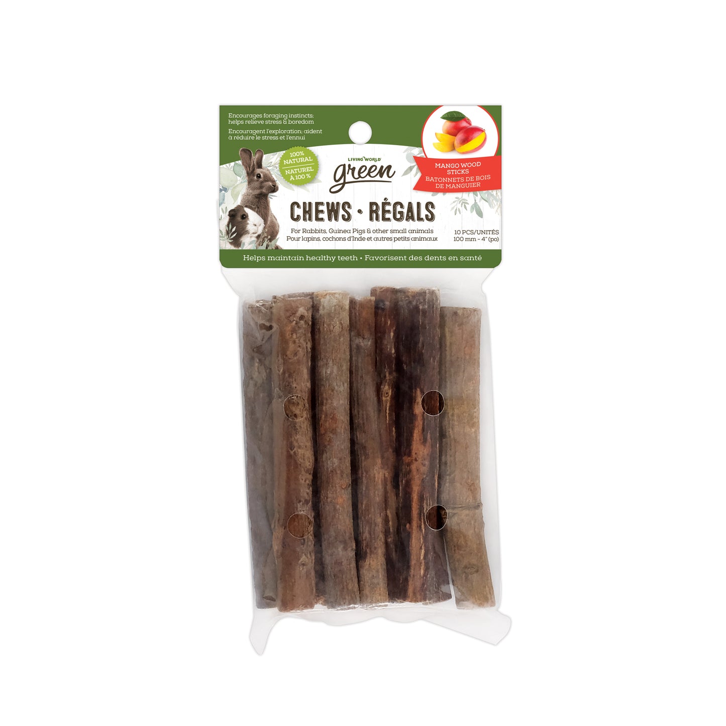 Wood Stick Chew for Small Animals (Mango) 10 cm Pack of 10 Sticks