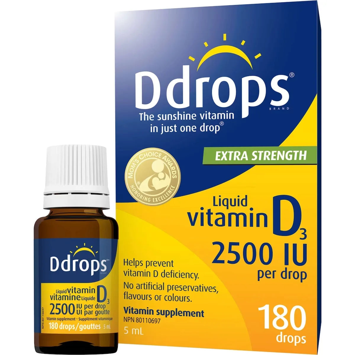 Ddrops Adult 2500 IU Vitamin D3, 180 drops front package