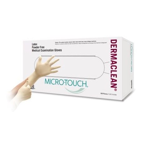 Micro - Touch DermaClean Latex Exam Gloves, Powder-Free, Non-Sterile (Box of 100)