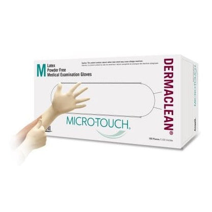Glove Exam Latex Micro - Touch DermaClean Non Sterile Powder Free Box of 100 Gloves, Natural, Medium