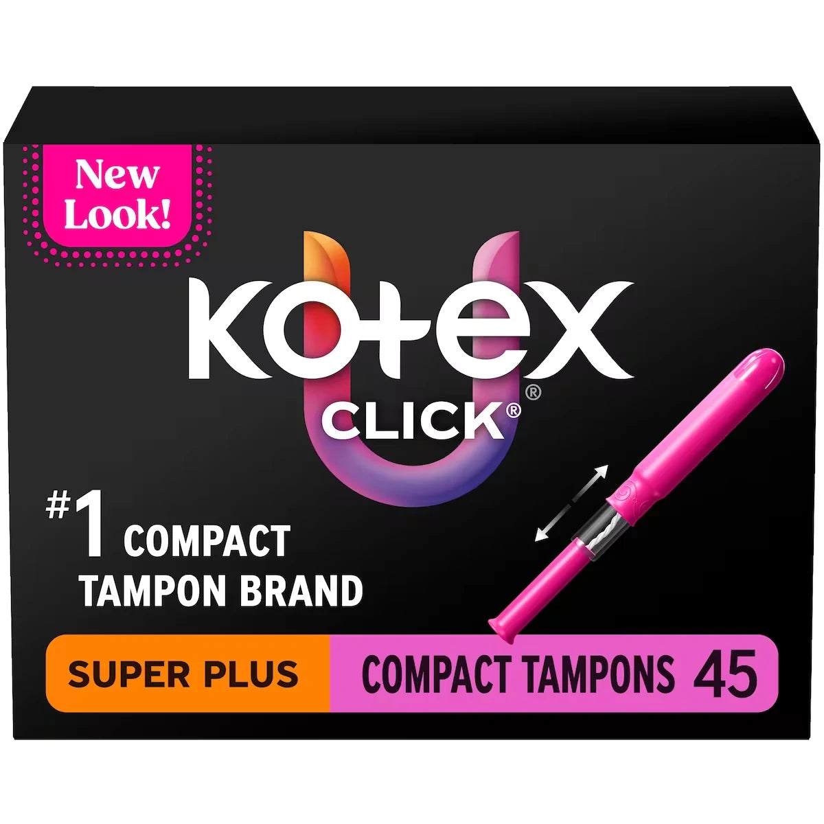 Kotex Click Compact Tampons, Super Plus, Unscented front package