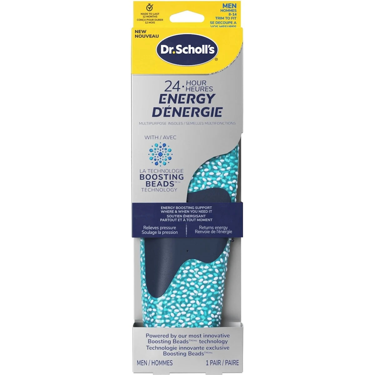 Dr. Scholl's 24-Hour Energy Multipurpose Insoles, Men, Size 8-14 front package