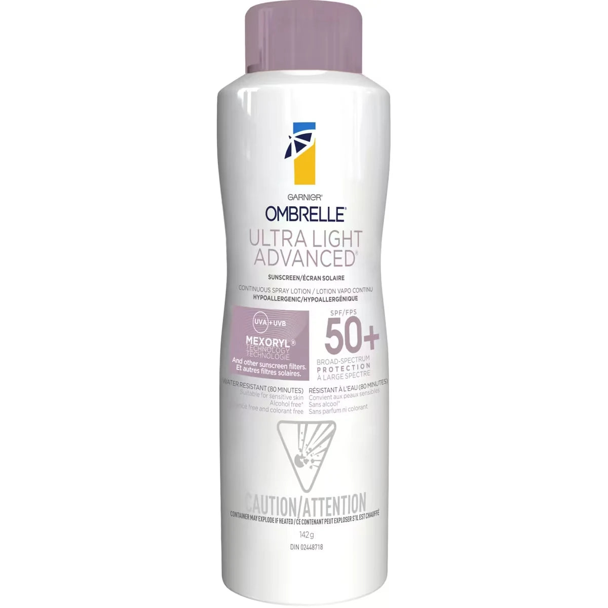 Garnier Ultra Light Advanced SPF 50+ Sunscreen Spray front package
