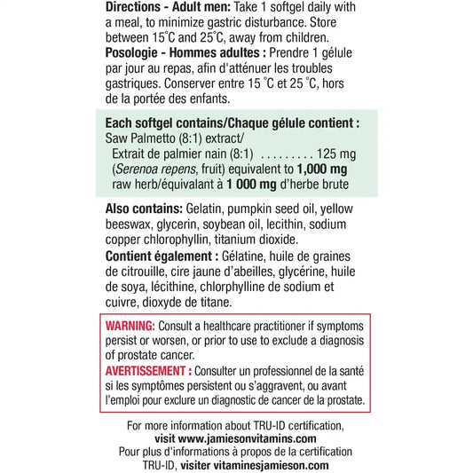 Jamieson ProsteaseTM Saw Palmetto product detail