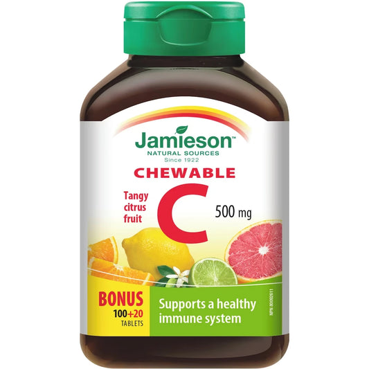 Jamieson Chewable Vitamin C 500 mg Citrus Fruit Flavour front package