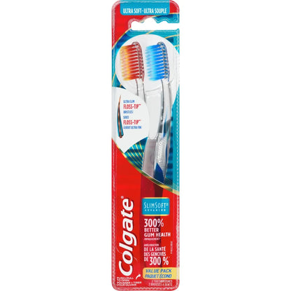 Colgate Slim Soft Advanced Tootbrush, Ultra Soft - 2 Count front package