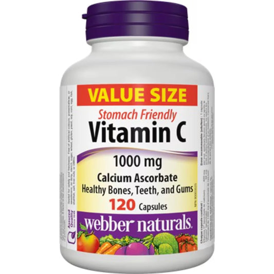 Webber Vitamin C Calcium Ascorbate Stomach Friendly 1000 mg front package