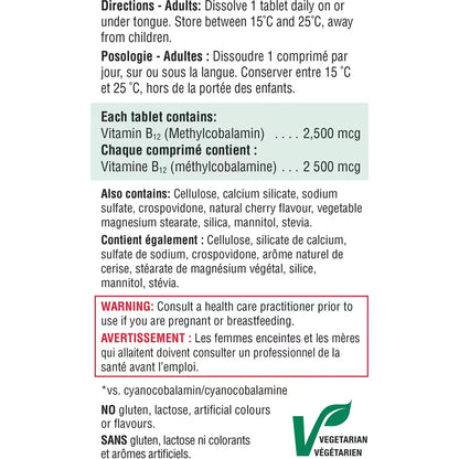 Jamieson Vitamin B12 2,500 mcg (Methylcobalamin) product detail