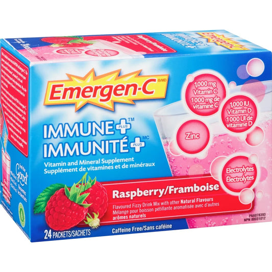 Emergen-C Immune+ Vitamin C & Mineral Supplement Fizzy Drink Mix, Raspberry product detail